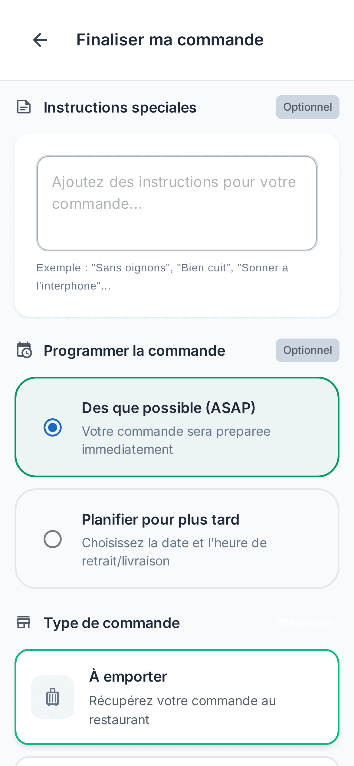 Écran de paiement sécurisé du site de commande en ligne