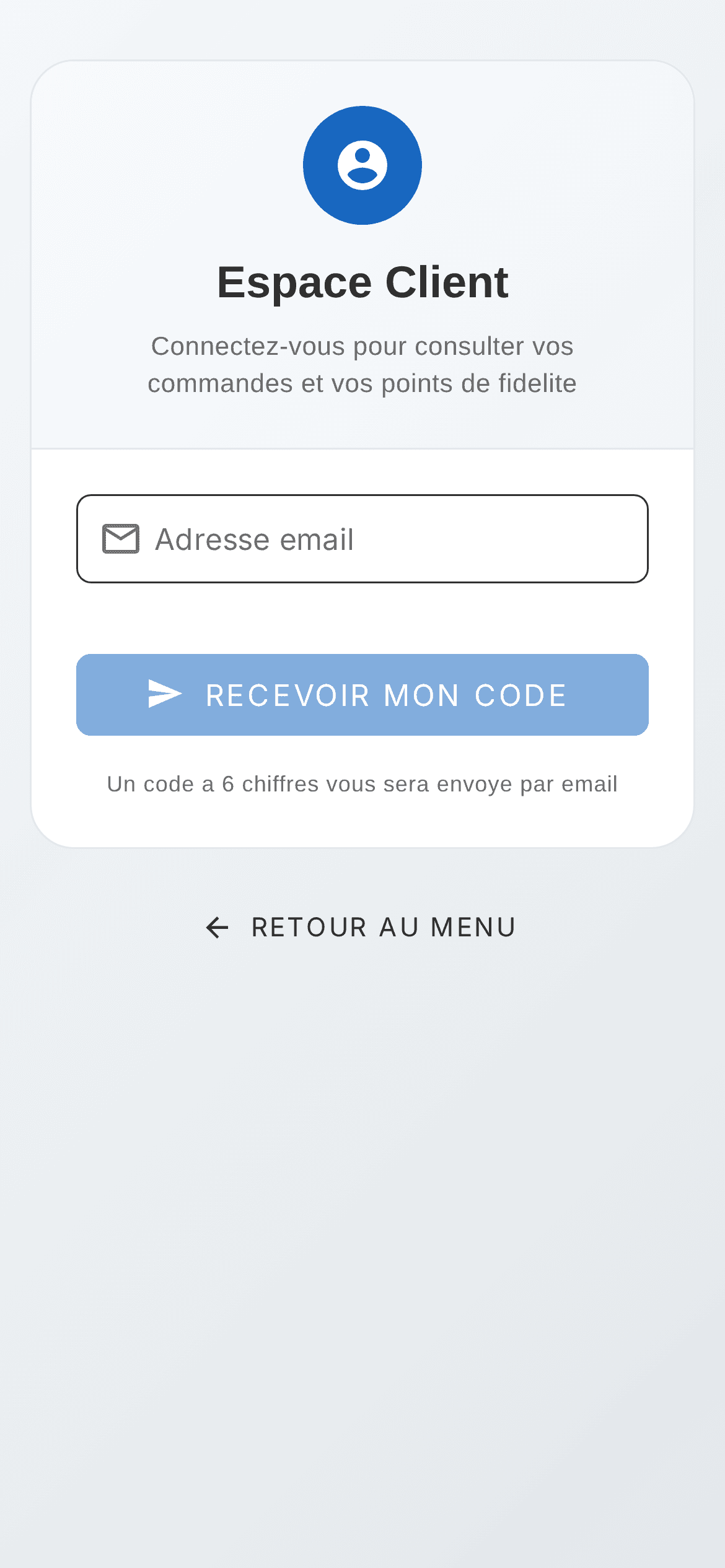 Programme de fidélité affiché sur le site de commande en ligne
